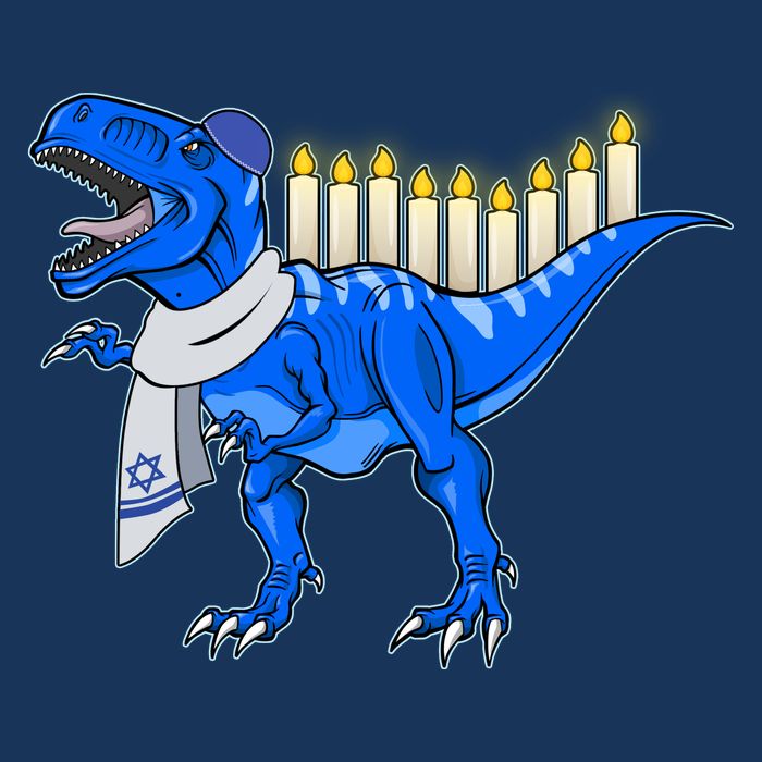 Funny Hanukah Menorasaurus T-Rex Dinosaur Infant Baby Jersey Bodysuit