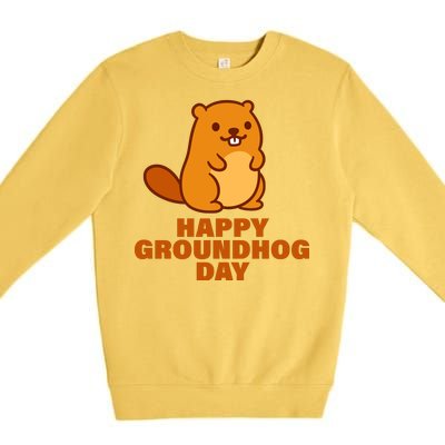 Funny Happy Groundhog Day  Premium Crewneck Sweatshirt