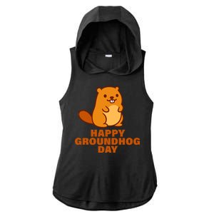 Funny Happy Groundhog Day  Ladies PosiCharge Tri-Blend Wicking Draft Hoodie Tank