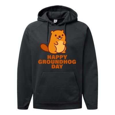 Funny Happy Groundhog Day  Performance Fleece Hoodie