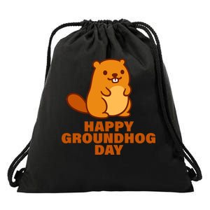 Funny Happy Groundhog Day  Drawstring Bag