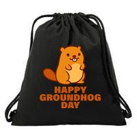 Funny Happy Groundhog Day  Drawstring Bag