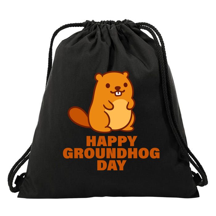 Funny Happy Groundhog Day  Drawstring Bag