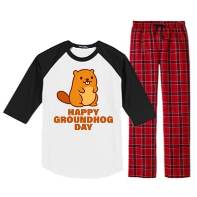 Funny Happy Groundhog Day  Raglan Sleeve Pajama Set