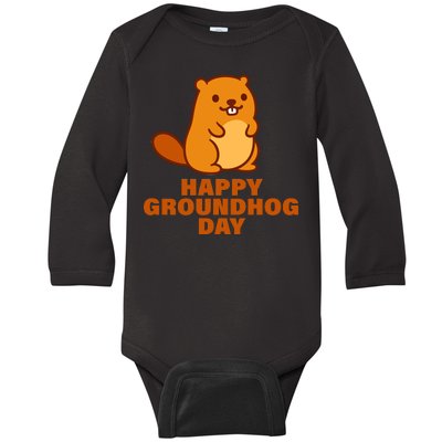 Funny Happy Groundhog Day  Baby Long Sleeve Bodysuit