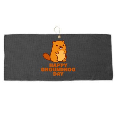 Funny Happy Groundhog Day  Large Microfiber Waffle Golf Towel