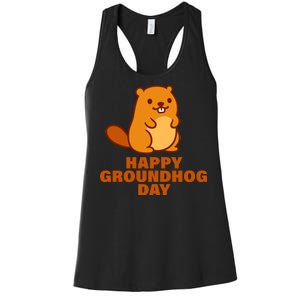 Funny Happy Groundhog Day  Women's Racerback Tank