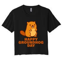 Funny Happy Groundhog Day  Women's Crop Top Tee