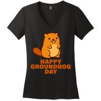 Funny Happy Groundhog Day  Women's V-Neck T-Shirt
