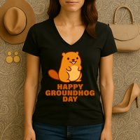 Funny Happy Groundhog Day  Women's V-Neck T-Shirt