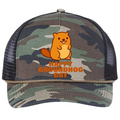 Funny Happy Groundhog Day  Retro Rope Trucker Hat Cap