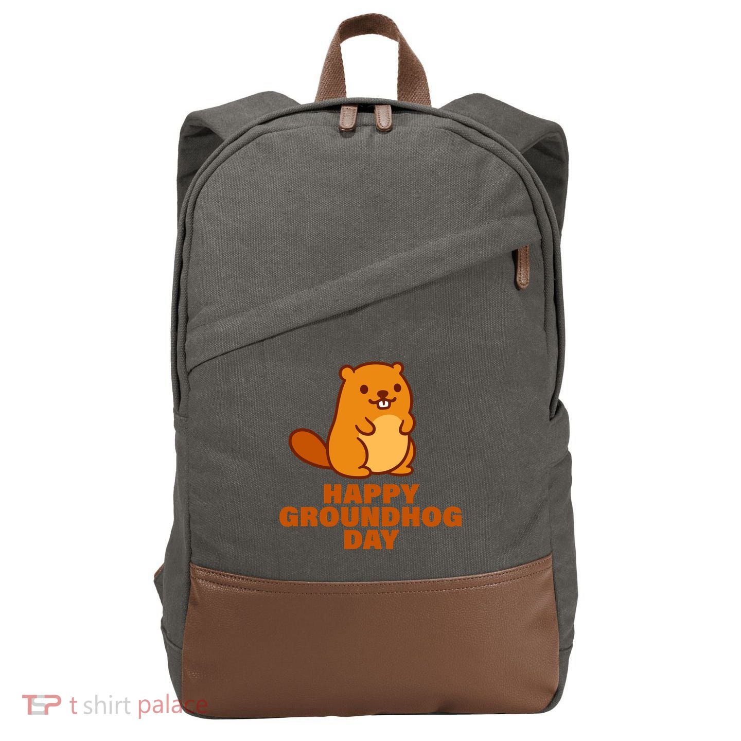 Funny Happy Groundhog Day  Cotton Canvas Backpack