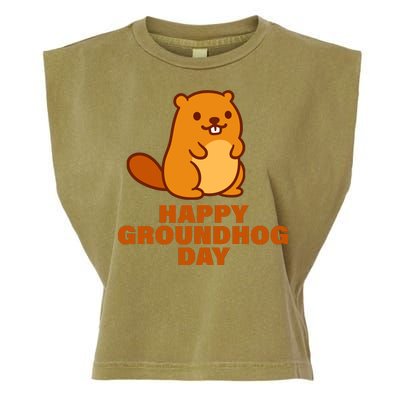 Funny Happy Groundhog Day  Garment-Dyed Women's Muscle Tee