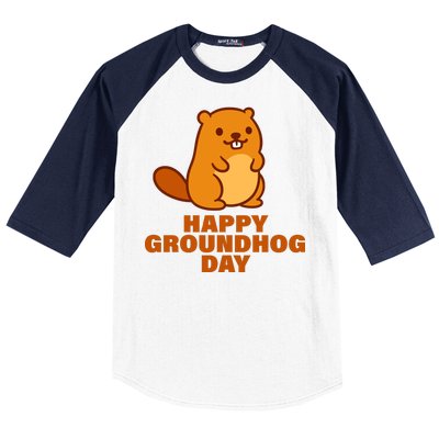 Funny Happy Groundhog Day  Baseball Sleeve Shirt