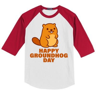 Funny Happy Groundhog Day  Kids Colorblock Raglan Jersey