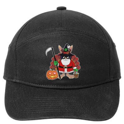 Funny Happy Merry Multiple Holiday 7-Panel Snapback Hat