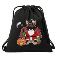 Funny Happy Merry Multiple Holiday Drawstring Bag