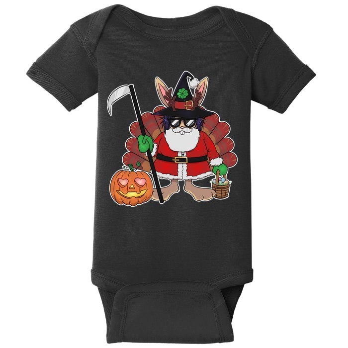 Funny Happy Merry Multiple Holiday Baby Bodysuit