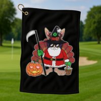 Funny Happy Merry Multiple Holiday Golf Towel