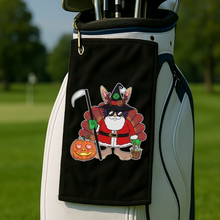 Funny Happy Merry Multiple Holiday Golf Towel