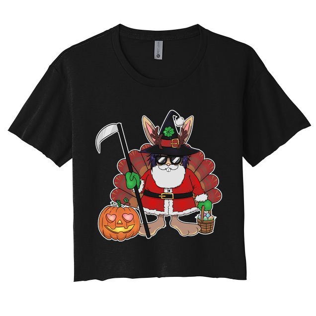 Funny Happy Merry Multiple Holiday Crop Top