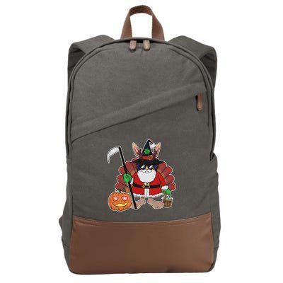 Funny Happy Merry Multiple Holiday Cotton Canvas Backpack