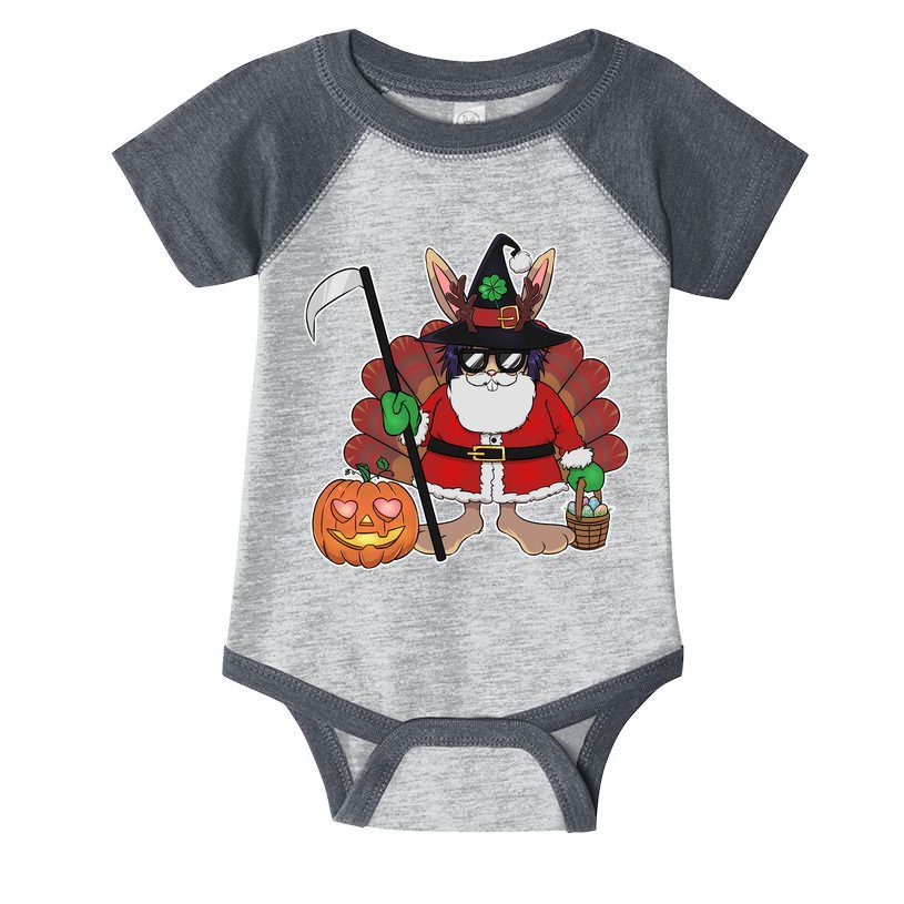 Funny Happy Merry Multiple Holiday Infant Baby Jersey Bodysuit