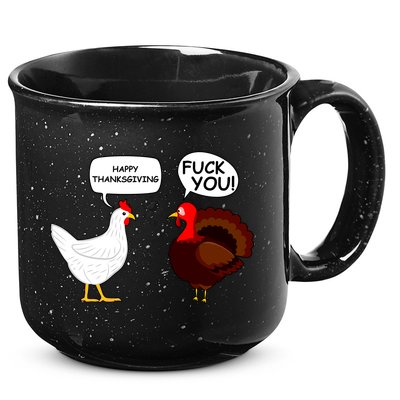 Funny Happy Thanksgiving Chicken Vs Turkey 15oz Campfire Ceramic Mug