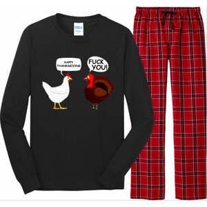 Funny Happy Thanksgiving Chicken Vs Turkey Long Sleeve Pajama Set