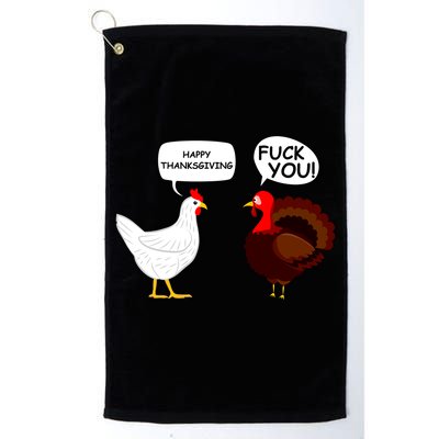 Funny Happy Thanksgiving Chicken Vs Turkey Golf Towel