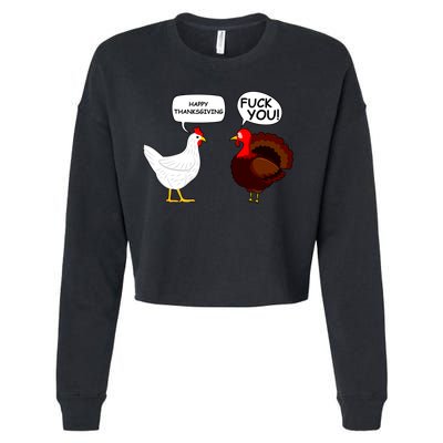 Funny Happy Thanksgiving Chicken Vs Turkey Cropped Pullover Crew