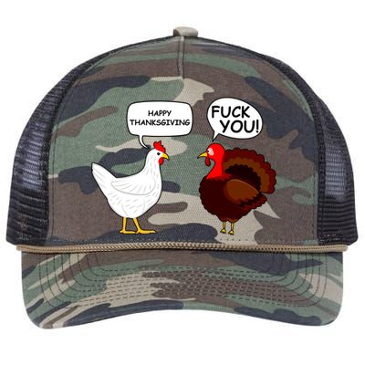 Funny Happy Thanksgiving Chicken Vs Turkey Retro Rope Trucker Hat Cap