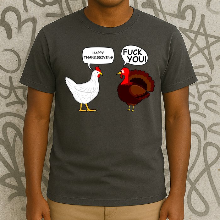 Funny Happy Thanksgiving Chicken Vs Turkey T-Shirt