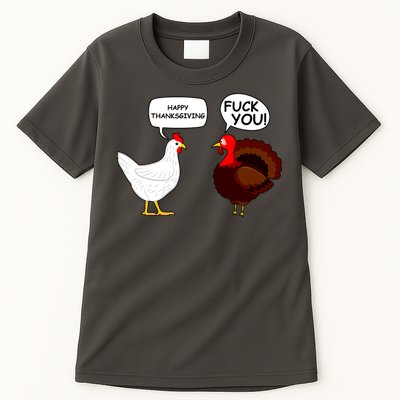 Funny Happy Thanksgiving Chicken Vs Turkey Tall T-Shirt