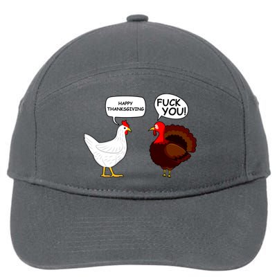 Funny Happy Thanksgiving Chicken Vs Turkey 7-Panel Snapback Hat