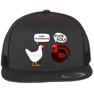 Funny Happy Thanksgiving Chicken Vs Turkey Flatbill Hat