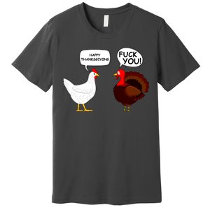 Funny Happy Thanksgiving Chicken Vs Turkey Premium T-Shirt