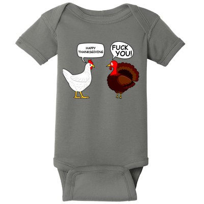 Funny Happy Thanksgiving Chicken Vs Turkey Baby Bodysuit