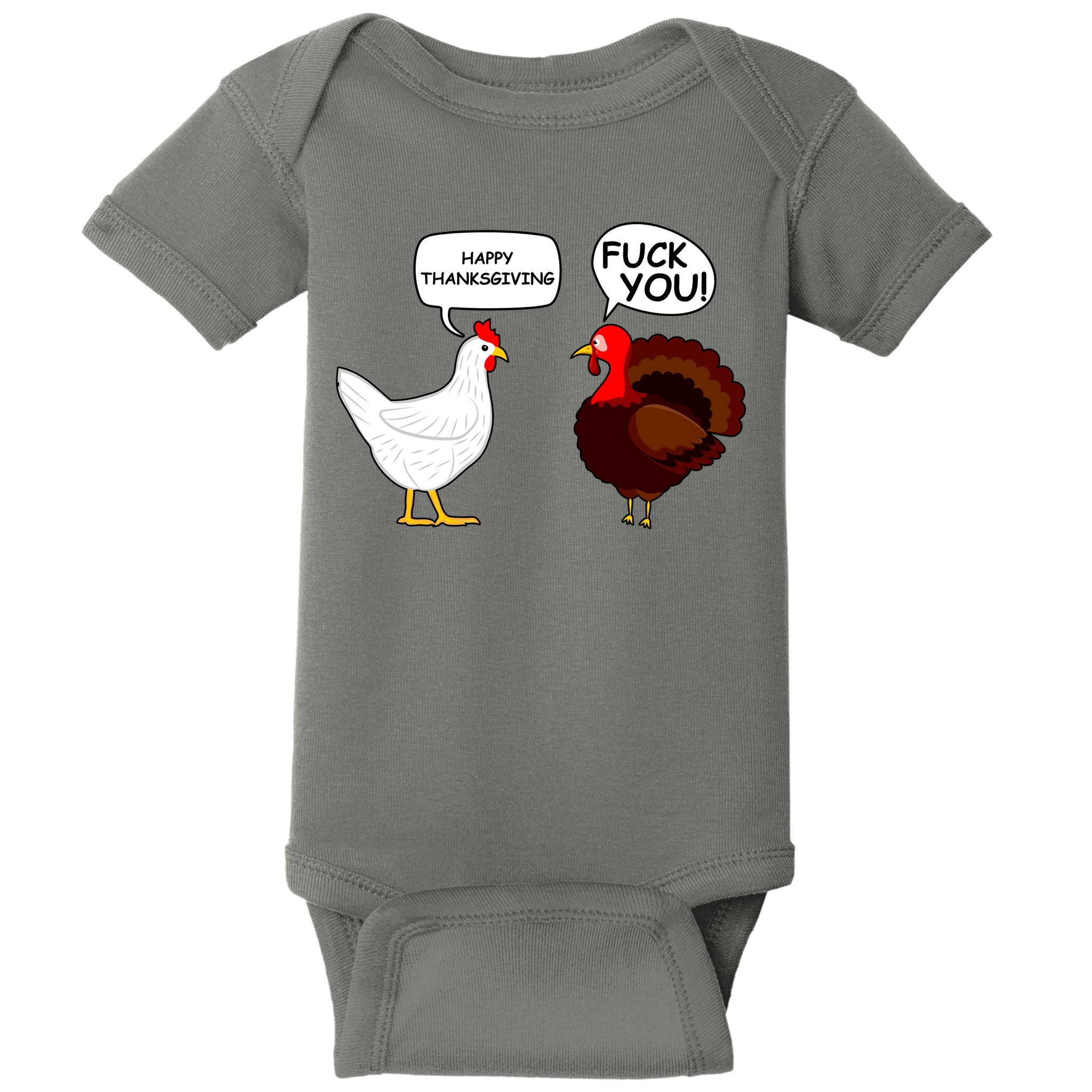 Funny Happy Thanksgiving Chicken Vs Turkey Baby Bodysuit