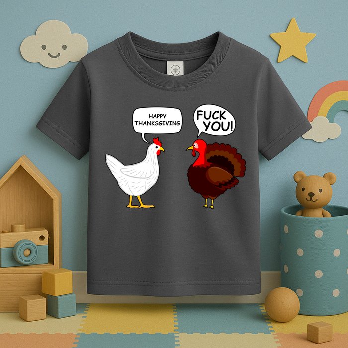 Funny Happy Thanksgiving Chicken Vs Turkey Toddler T-Shirt