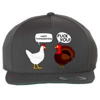 Funny Happy Thanksgiving Chicken Vs Turkey Wool Snapback Cap