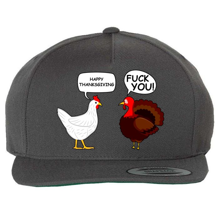 Funny Happy Thanksgiving Chicken Vs Turkey Wool Snapback Cap