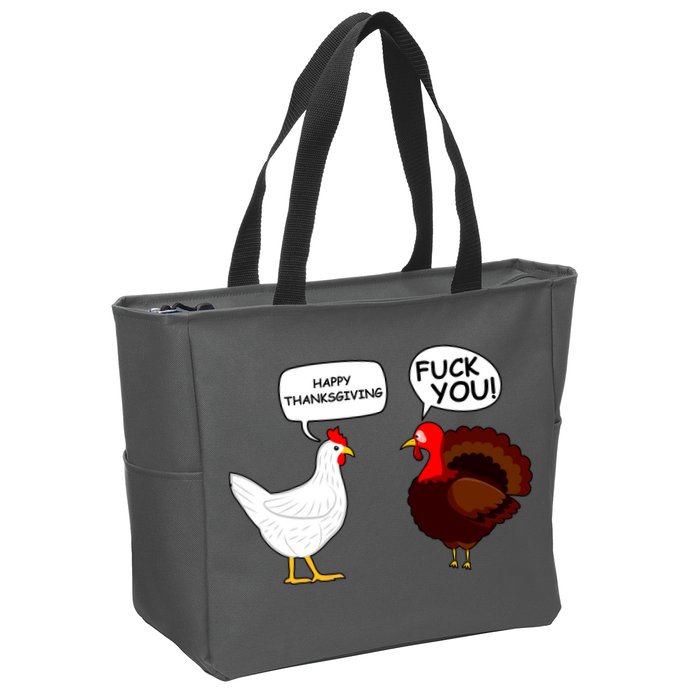 Funny Happy Thanksgiving Chicken Vs Turkey Zip Tote Bag
