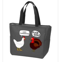Funny Happy Thanksgiving Chicken Vs Turkey Zip Tote Bag