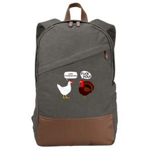 Funny Happy Thanksgiving Chicken Vs Turkey Cotton Canvas Backpack