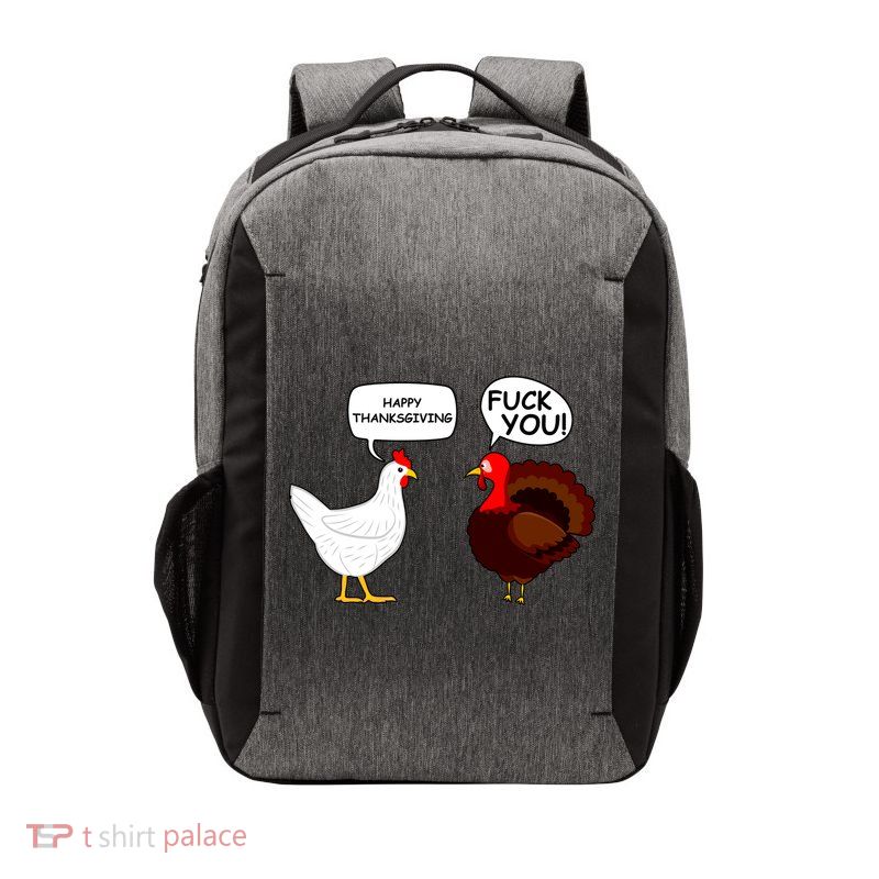 Funny Happy Thanksgiving Chicken Vs Turkey Vector Backpack