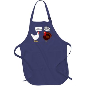 Funny Happy Thanksgiving Chicken Vs Turkey Full-Length Apron With Pockets