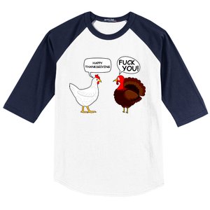 Funny Happy Thanksgiving Chicken Vs Turkey Baseball Sleeve Shirt