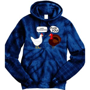 Funny Happy Thanksgiving Chicken Vs Turkey Tie Dye Hoodie