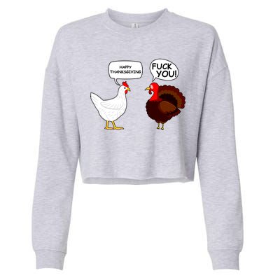 Funny Happy Thanksgiving Chicken Vs Turkey Cropped Pullover Crew